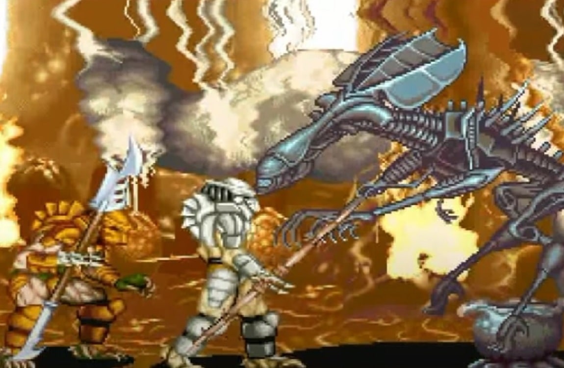 Hunter and Warrior Predator vs. San Drad Queen from Alien vs. Predator Arcade