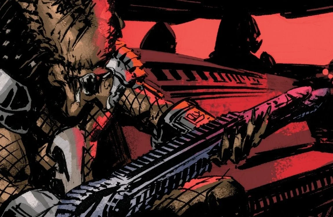 Ahab Predator holding an Engineer weapon at the end of Life And Death