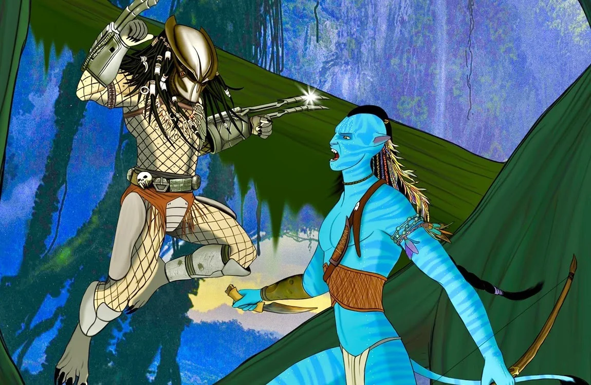 A Predator and Navi fight in fan art