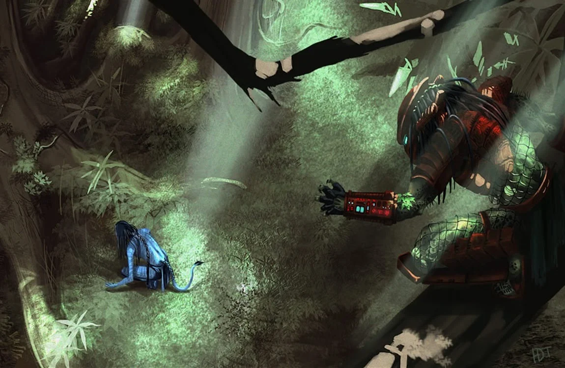 A Predator stalks a Na'vi