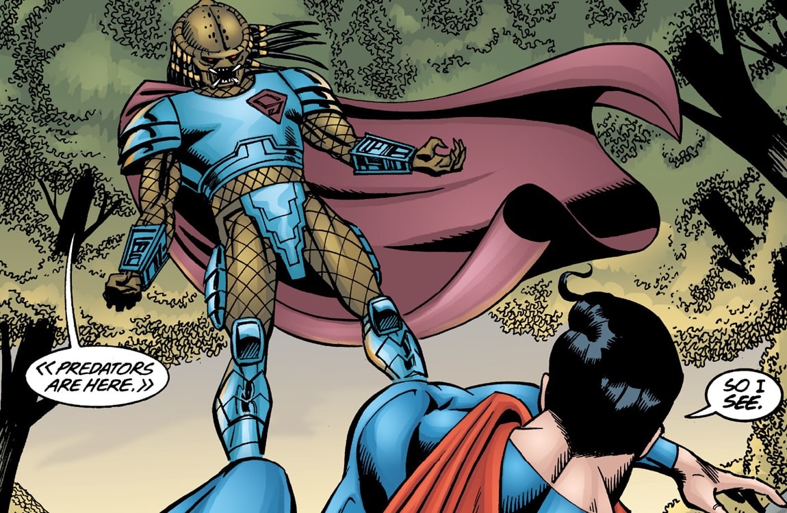 The Meta Predator attacks Superman in JLA vs. Predator