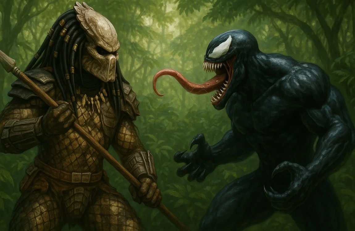 Predator fights Venom in the Jungle