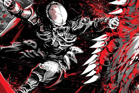 Predator hunting dinosaurs in Marvel's Black, White & Blood