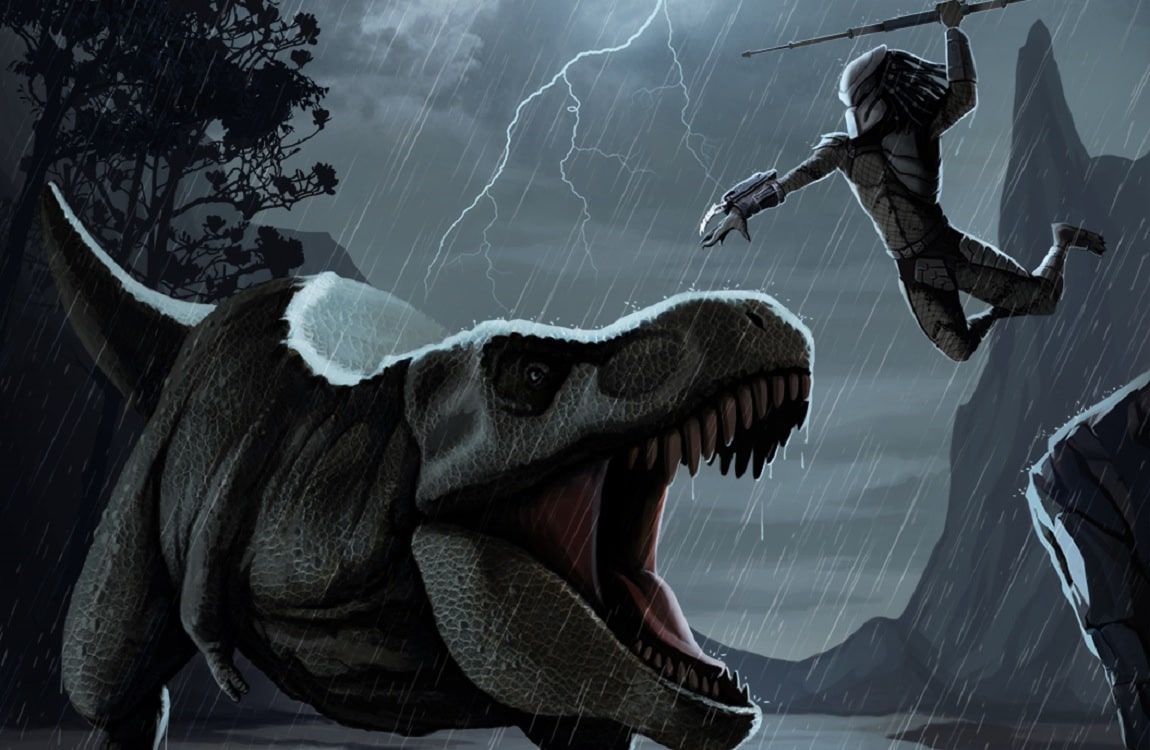 A Predator hunting a T-Rex by LLirik-13