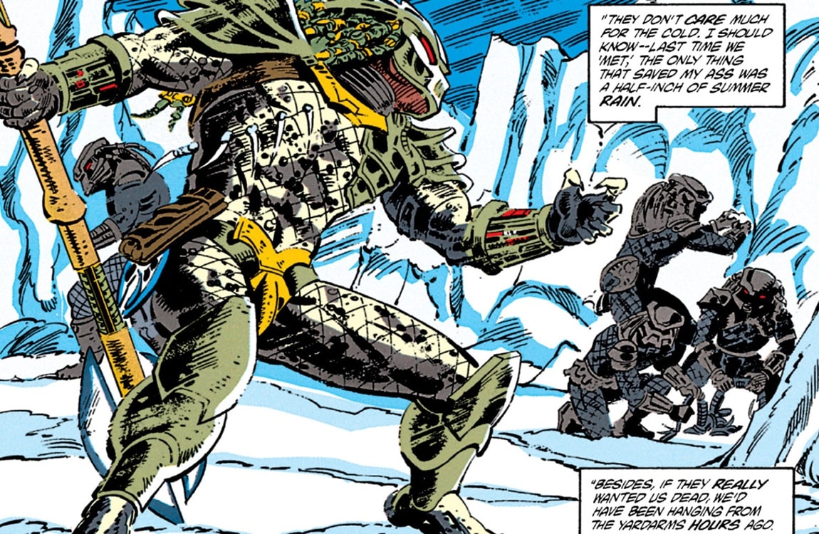 A Predator fights in the snow in Predator: Cold War