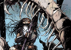 Ahab Predator fights a giant centipede in Predator: Fire And Stone