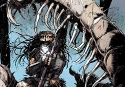 Ahab Predator fights a giant centipede in Predator: Fire And Stone