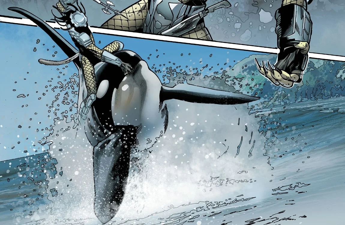 Predator hunting an orca whale on Earth