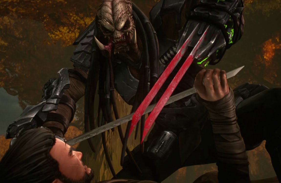 A Predator fights a Samurai in Predator: Killer Of Killers