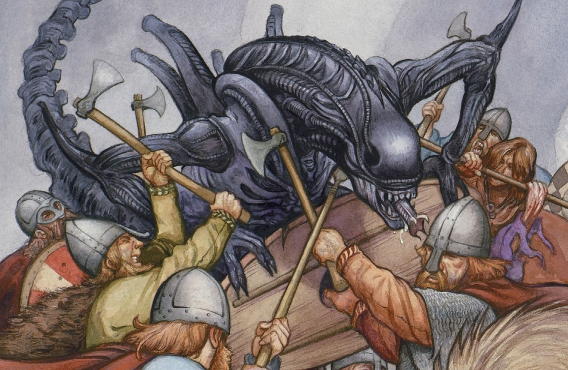 Vikings fighting a Xenomorph in Aliens: Stalker