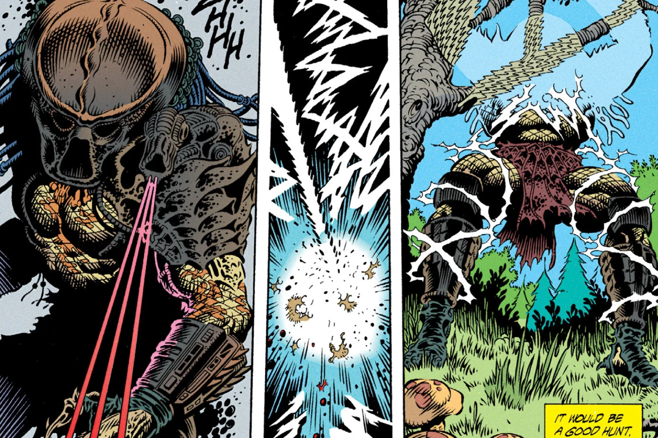 A Predator obliterates a rabbit while testing gear in Predator: Invaders from the Fourth Dimension