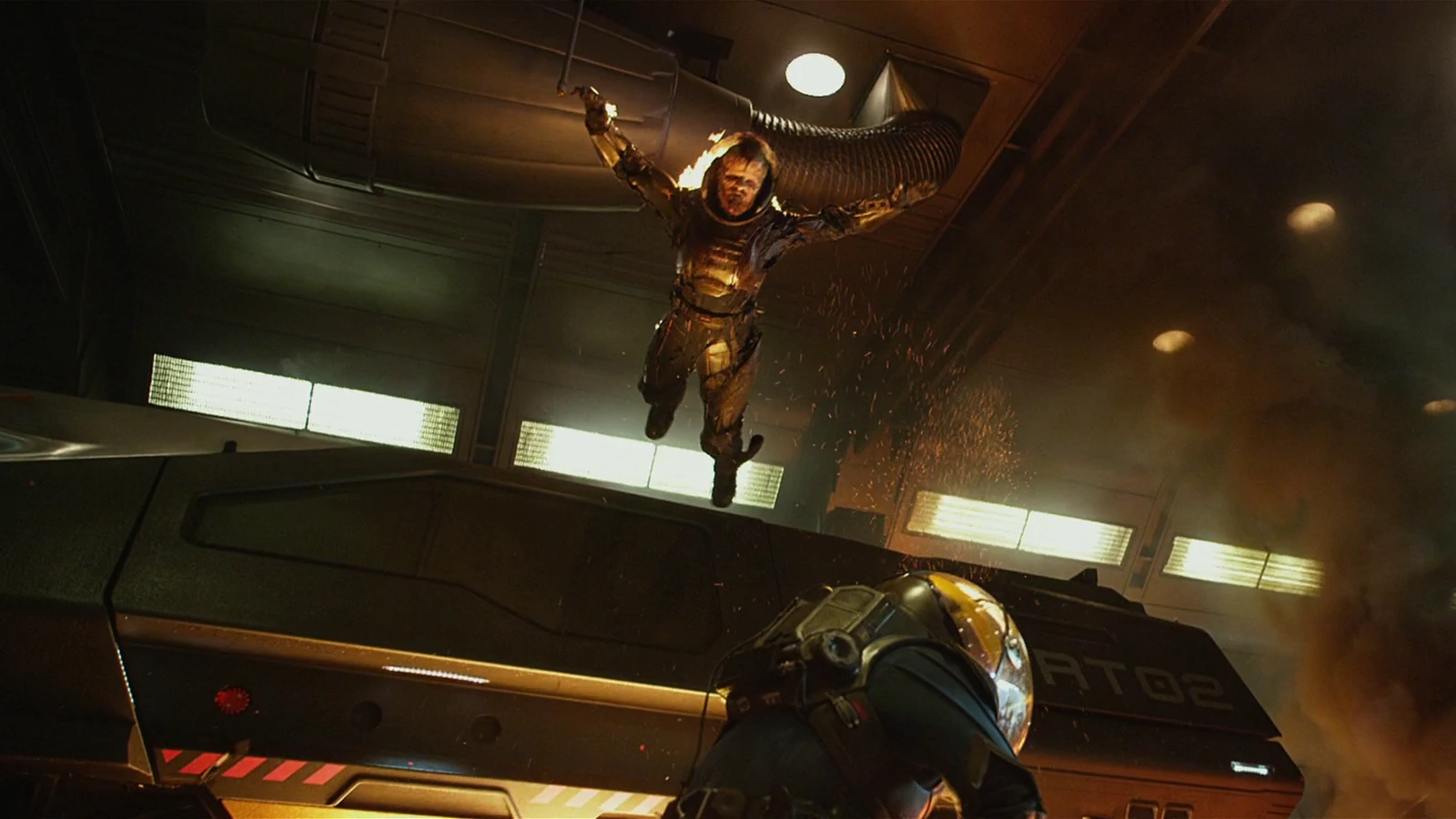 Infected Fifield attacking the crew aboard the USCSS Prometheus