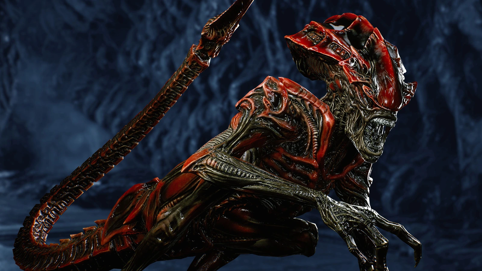 Prowler Xenomorph crouched with a raised tail in Aliens: Fireteam Elite