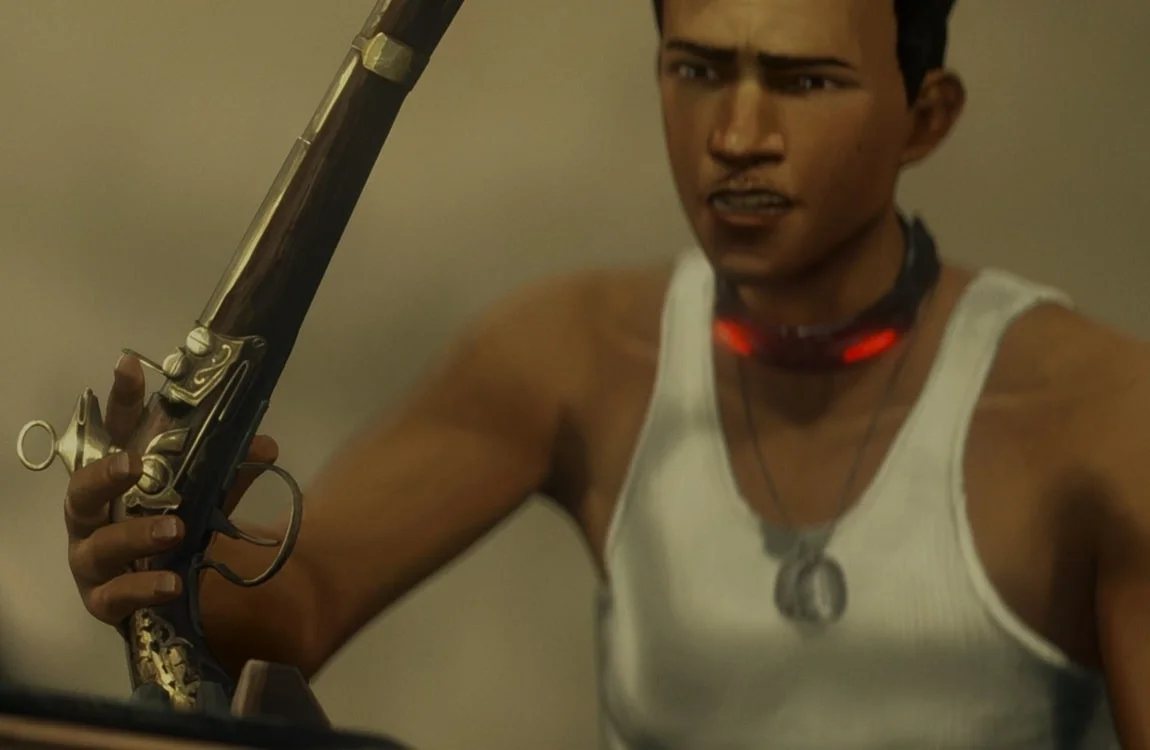 John Torres with the Flintlock pistol in Predator: Killer Of Killers