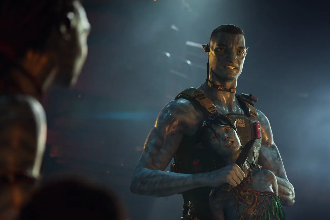 Recom Quaritch and Kiri in Avatar: Fire and Ash
