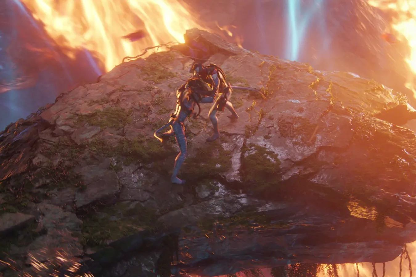 Recom Quaritch fighting Jake Sully at the end of Avatar: Fire and Ash