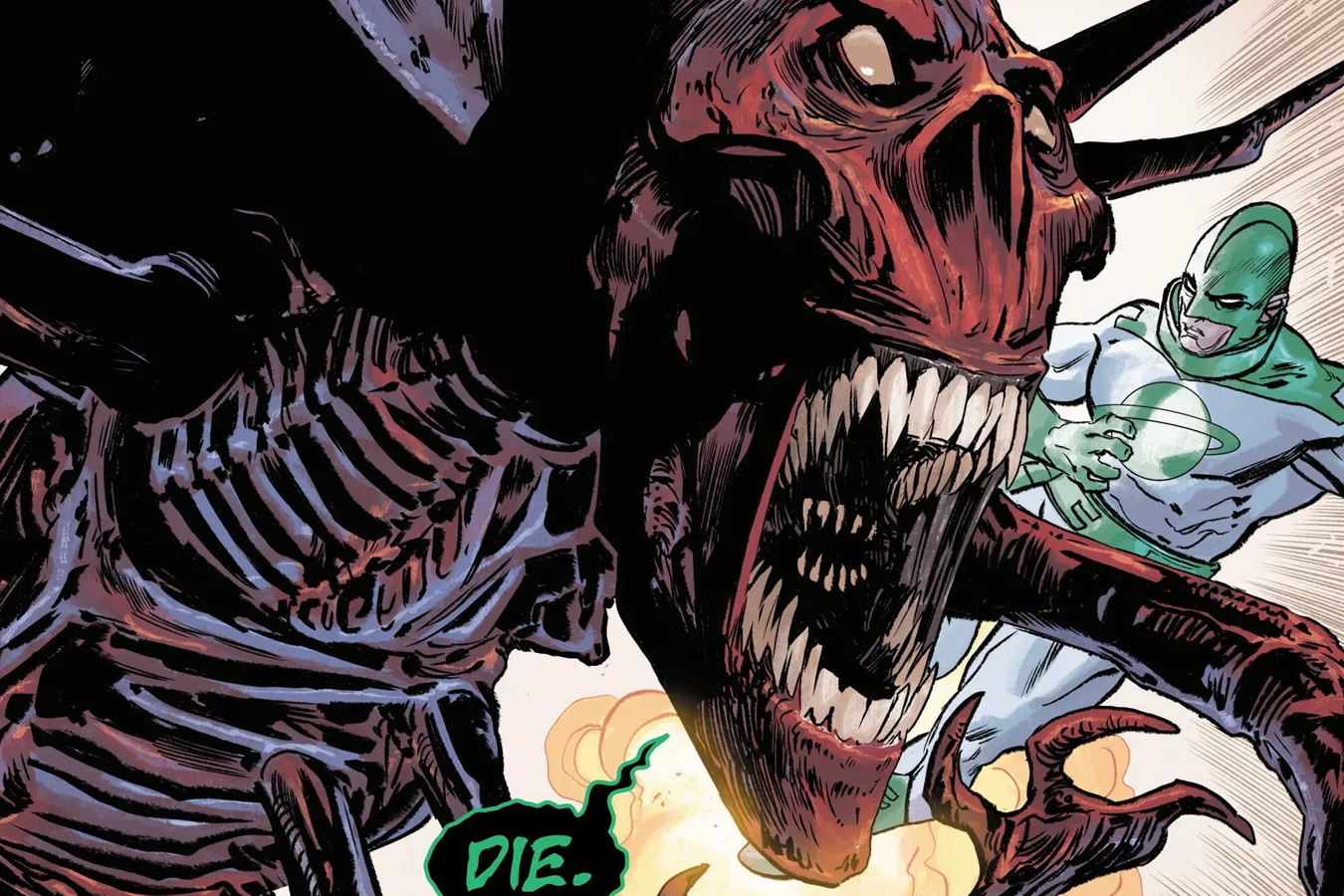 Captain America facing the Red King Xenomorph in Alien vs. Captain America