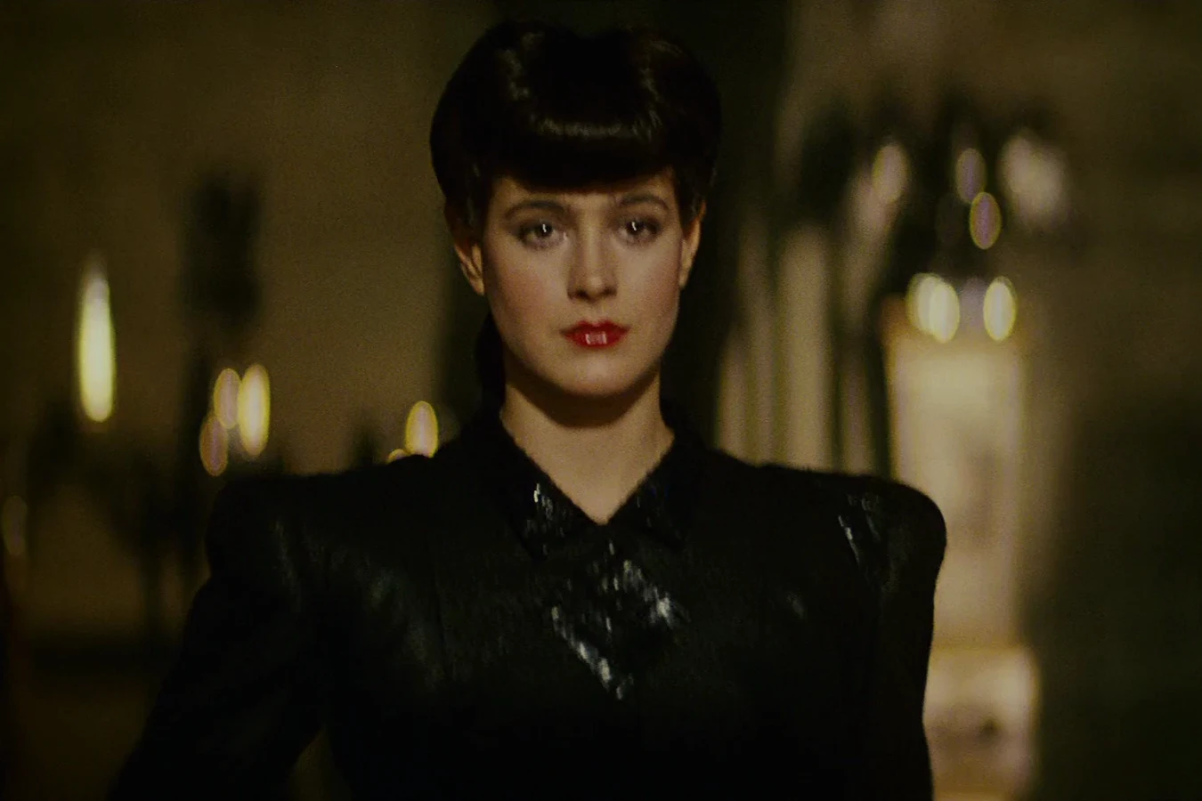 Rachael walking into the Tyrell Corporation office in Blade Runner