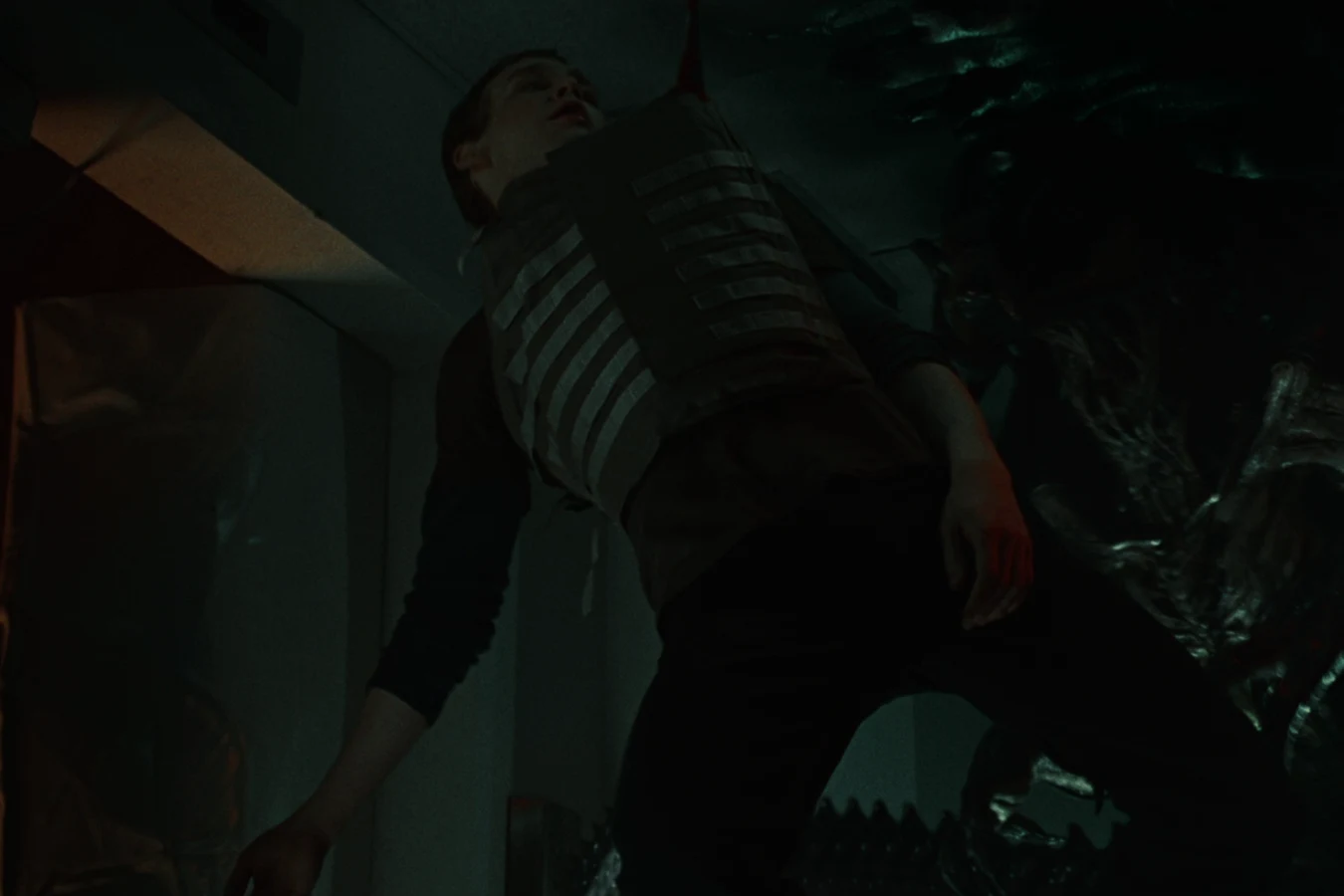 Ricky Howard is impaled through the shoulder by a Predalien tail in the Gunnison hospital