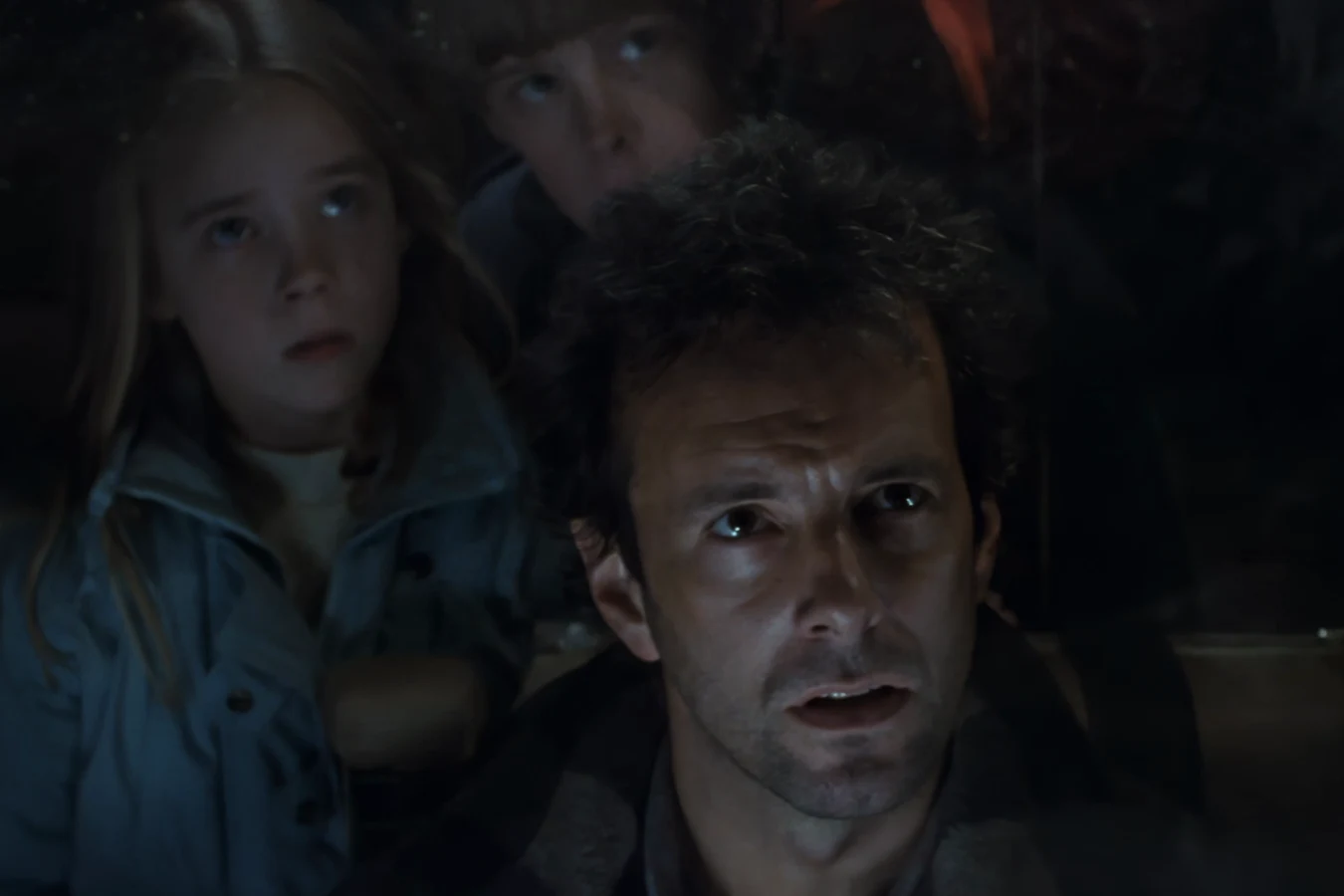 Russ Jorden with Newt and Tim looking out of the tractor windshield at the derelict ship in the Aliens Special Edition