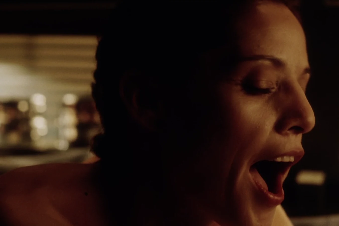 Close-up of Hillard with her eyes closed after Elgyn's death on the Auriga