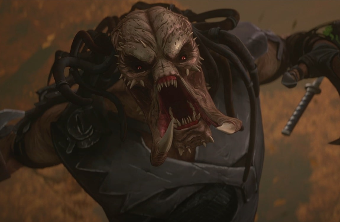 The face of the Samurai Killer Predator is missing upper mandibles