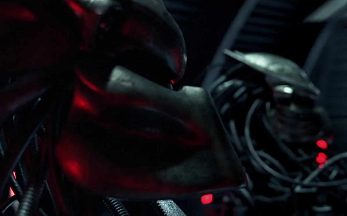 Scar Predator's Bio-Mask on display in the Predator Mothership