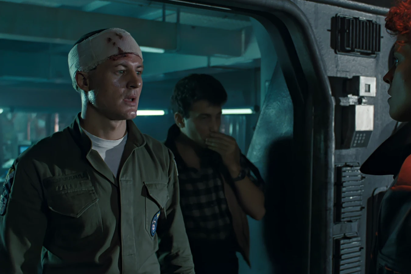 Lieutenant Gorman with a bloodstained forehead bandage after the APC extraction in Aliens