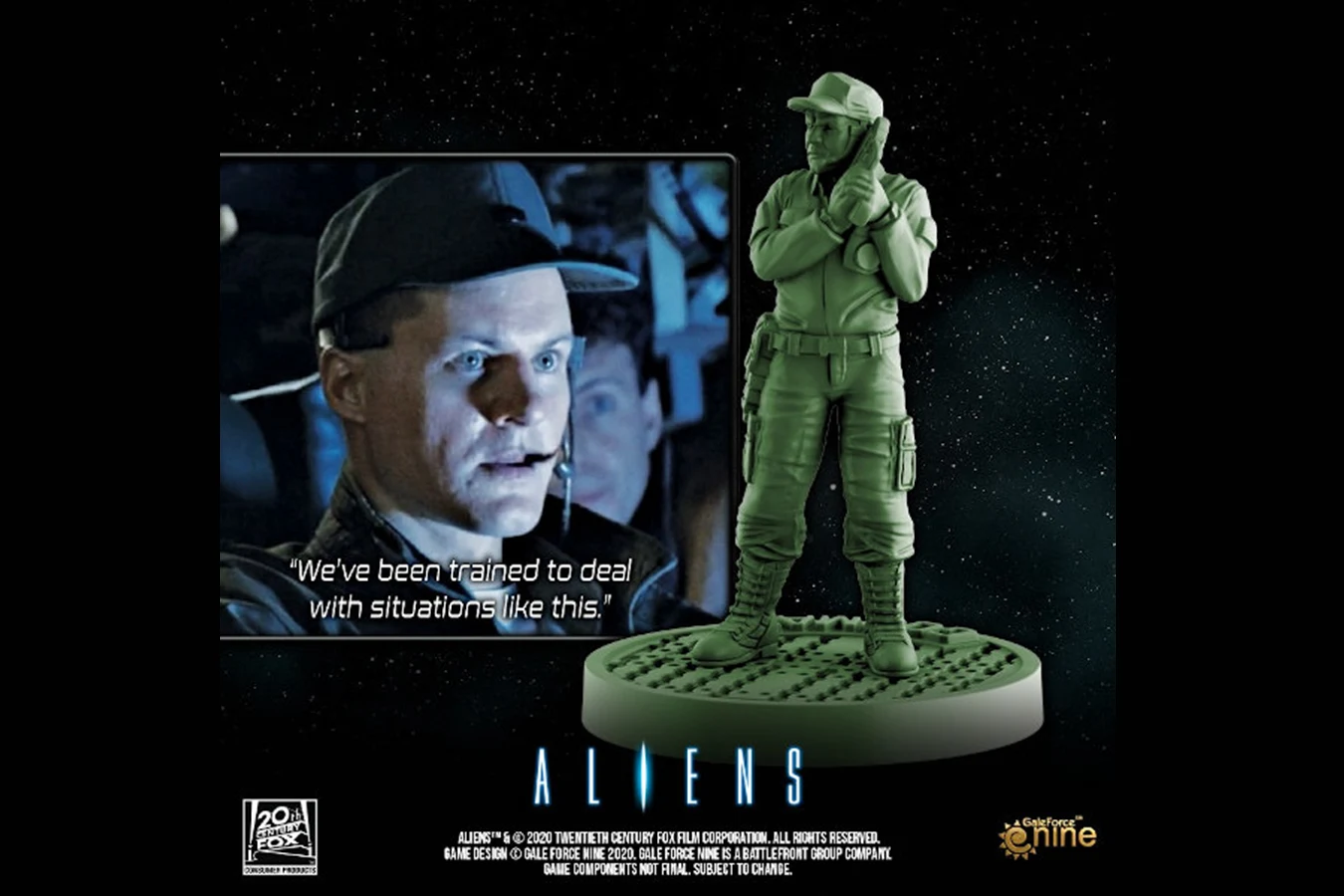 Gale Force Nine unpainted Lieutenant Gorman miniature from Aliens: Another Glorious Day in the Corps