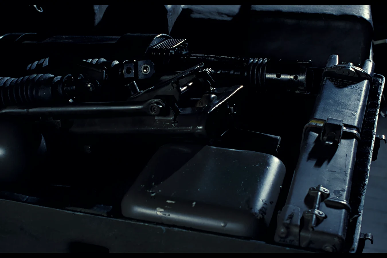 UA 571-C Automated Sentry Gun packed in its transit case with stenciled SENTRY marking