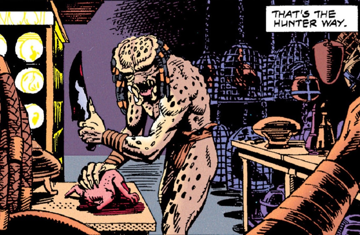 A Predator preparing dinner in AvP: War