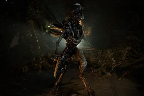 Siren Xenomorph screaming in a hive corridor in Aliens Fireteam Elite 2