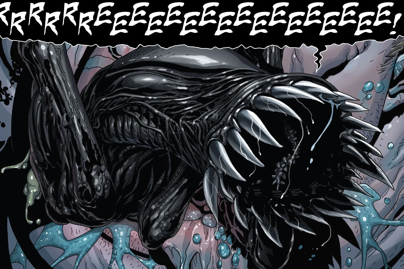 A Tuber Xenomorph screaming from hive resin in Alien: Revival