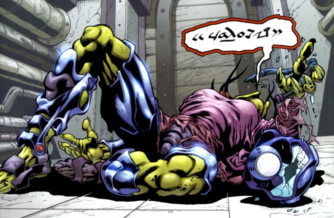 Sister Midnight badly injured after fighting the DarkAlien