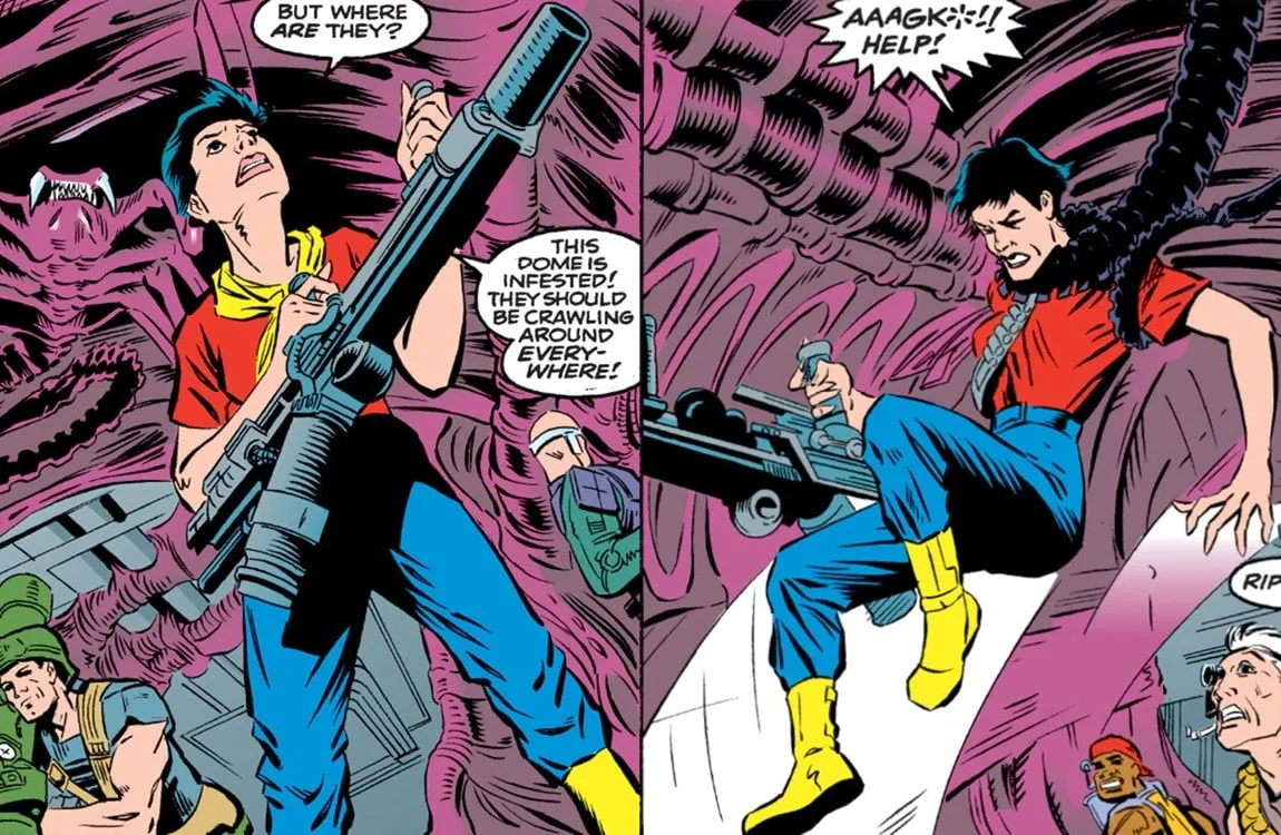 Ellen Ripley using a Smartgun as a space marine