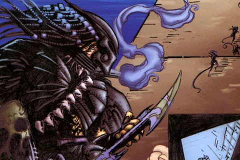 Smiley with a wristblade as Xenomorphs cross the dust
