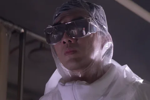 Sora Matsushita in a sealed plastic suit and dark goggles on Fury 161
