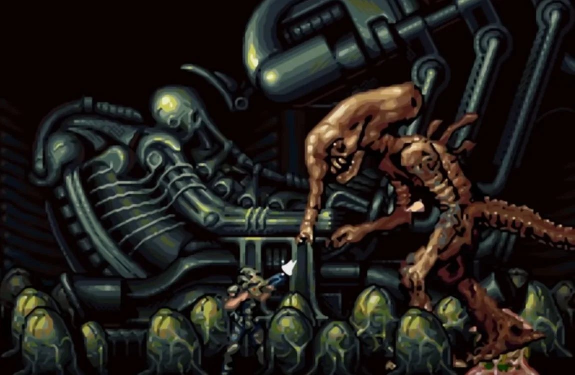A Space Jockey Xenomorph with a trunk from Aliens: Infestation