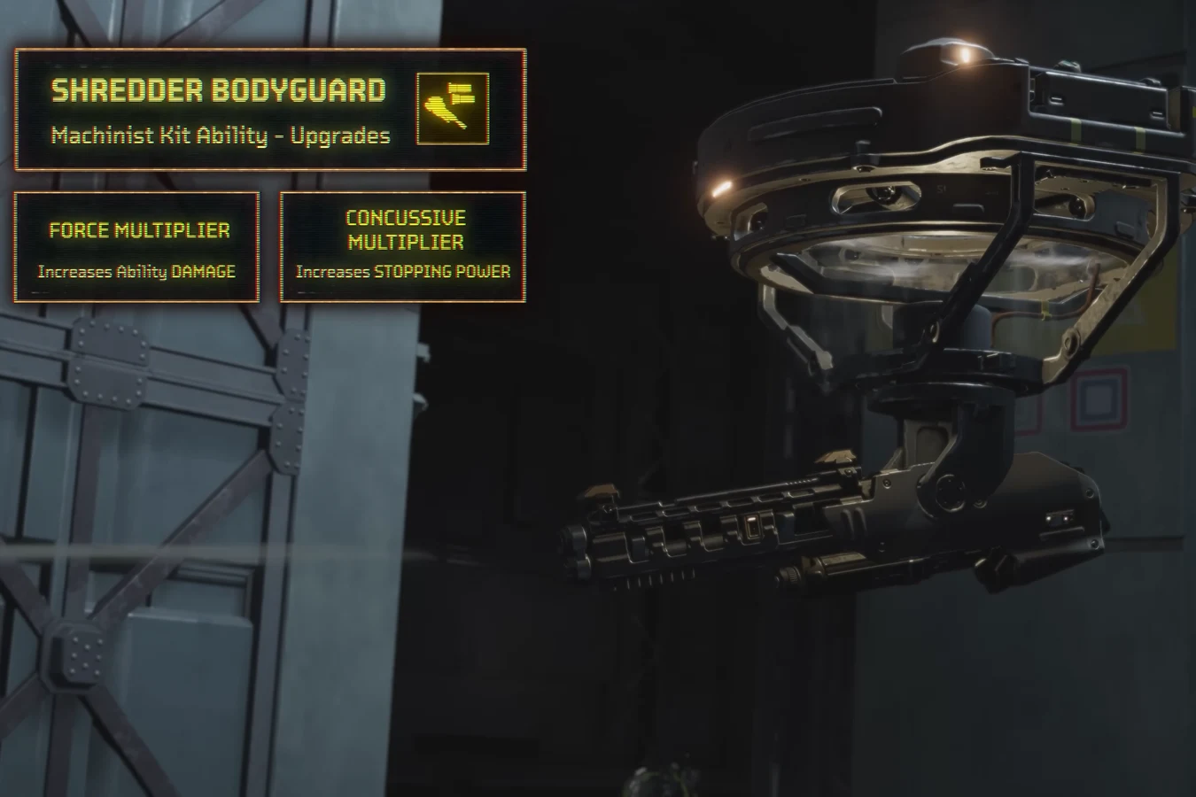 Shredder Bodyguard Machinist kit ability upgrades shown in the Specialist showcase