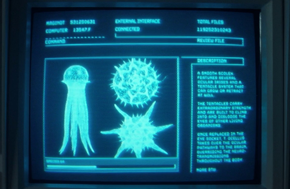 The anatomy of T Ocellus on a screen on the USCSS Maginot