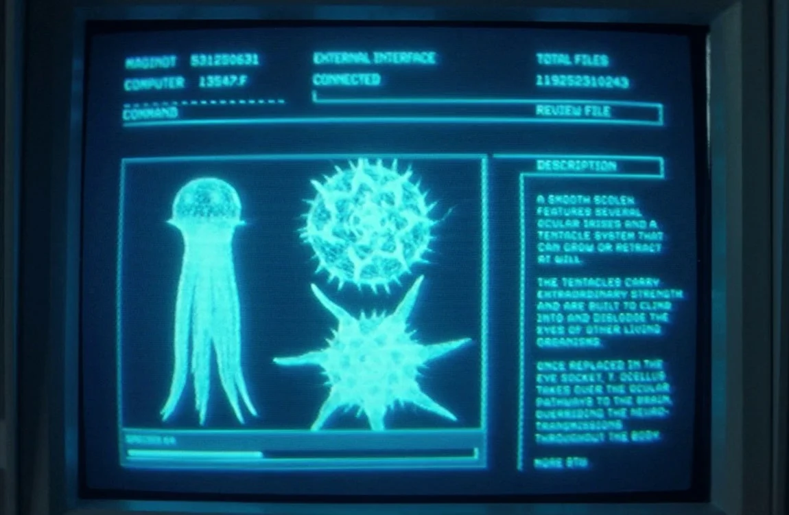 The anatomy of T. Ocellus on a screen on the USCSS Maginot