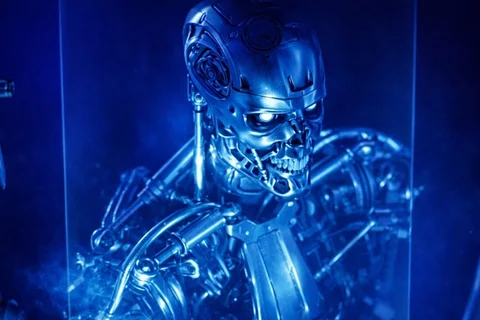 A T-800 being assembled in a Skynet factory