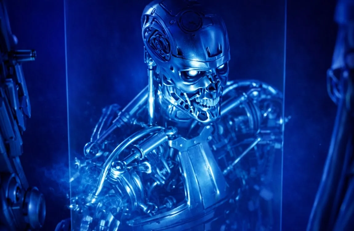 A T-800 being assembled in a Skynet factory