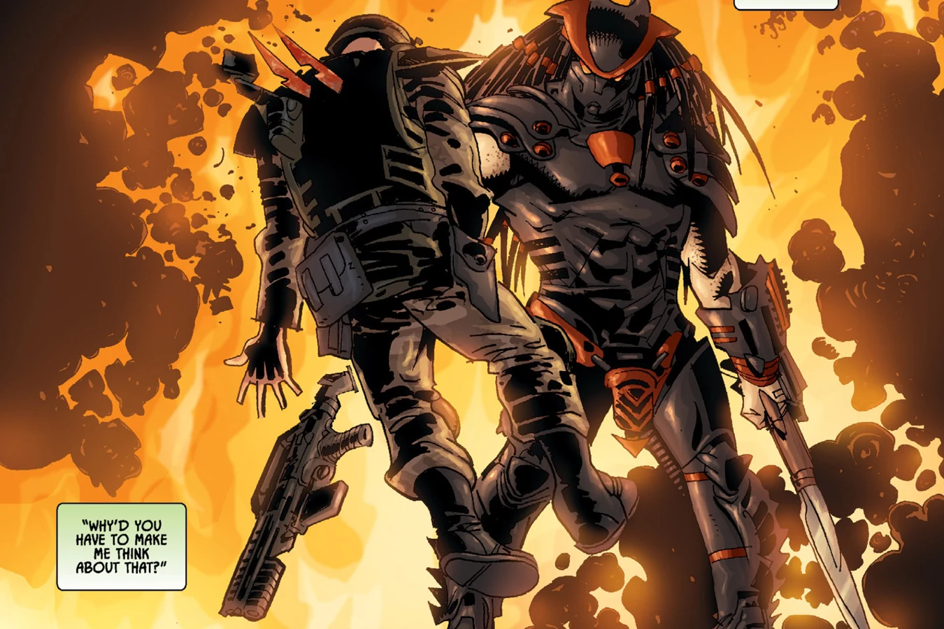A Killer drives a spear through a mine worker during the raid on Caparis VII