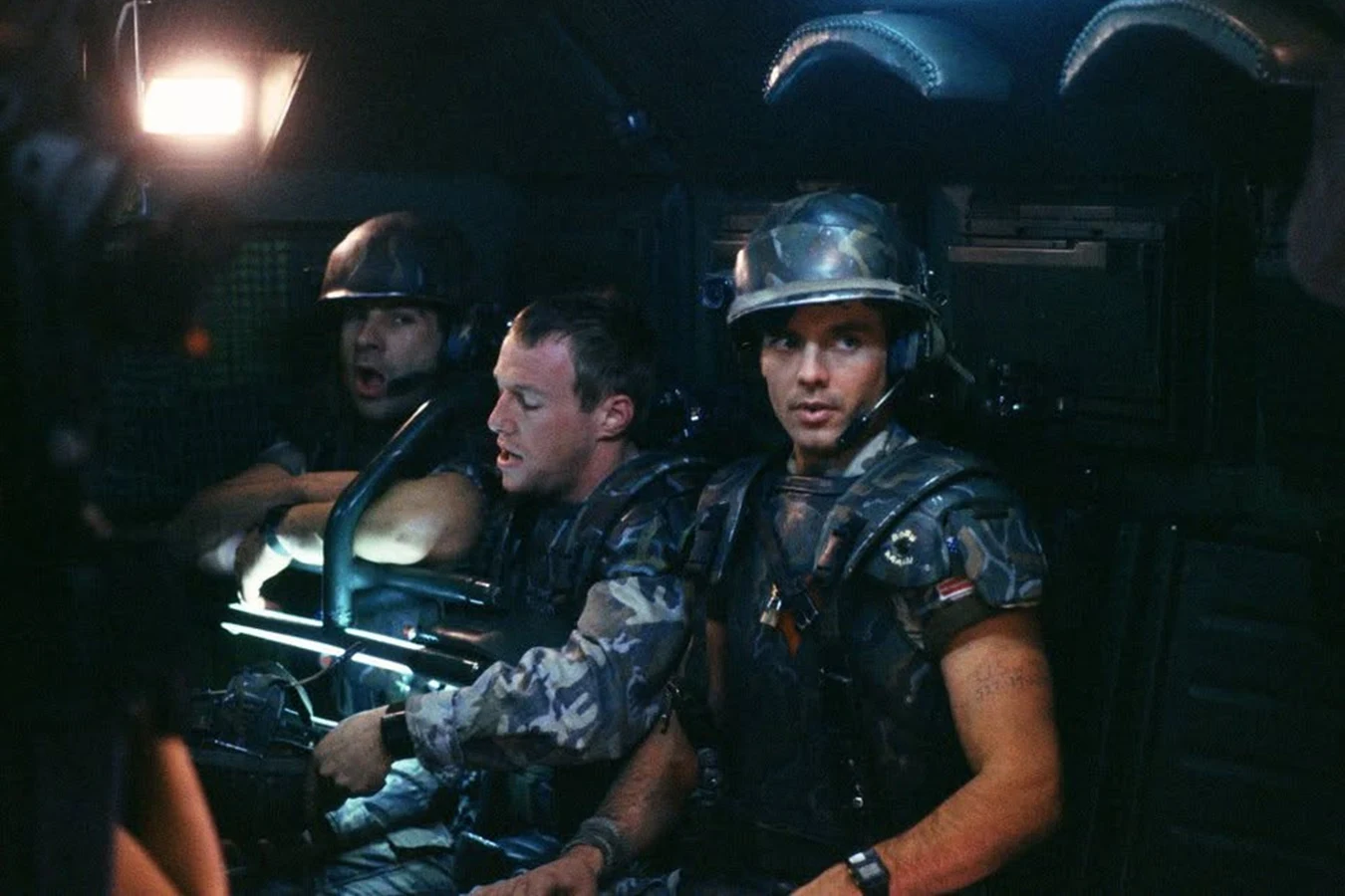 Crowe in the APC with Wierzbowski and Frost on the way to Hadley's Hope in Aliens