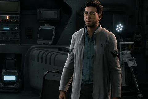Dr. Timothy Hoenikker in a Weyland-Yutani lab coat aboard the UAS Endeavor