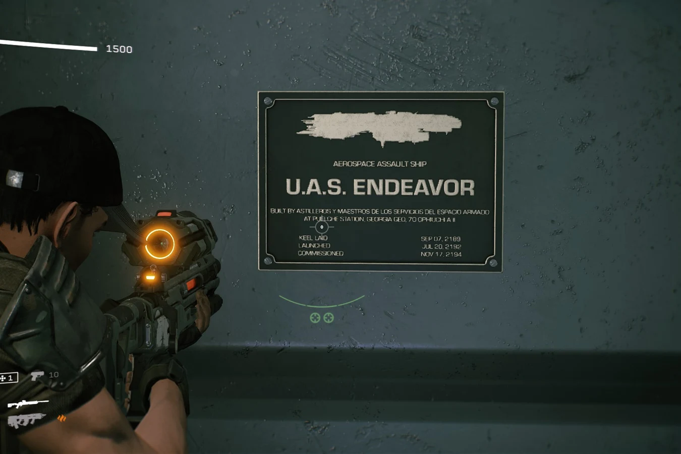 The UAS Endeavor commissioning plaque collectible in Aliens: Fireteam Elite