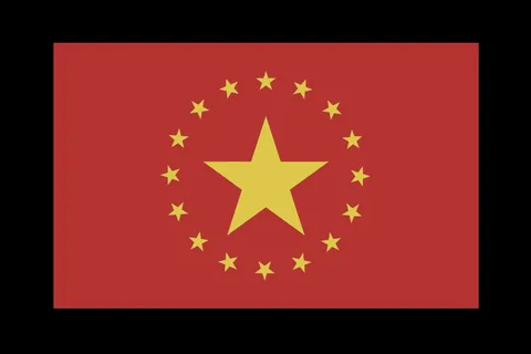 Flag of the Union of Progressive Peoples, a large gold star inside a ring of smaller gold stars on a red field