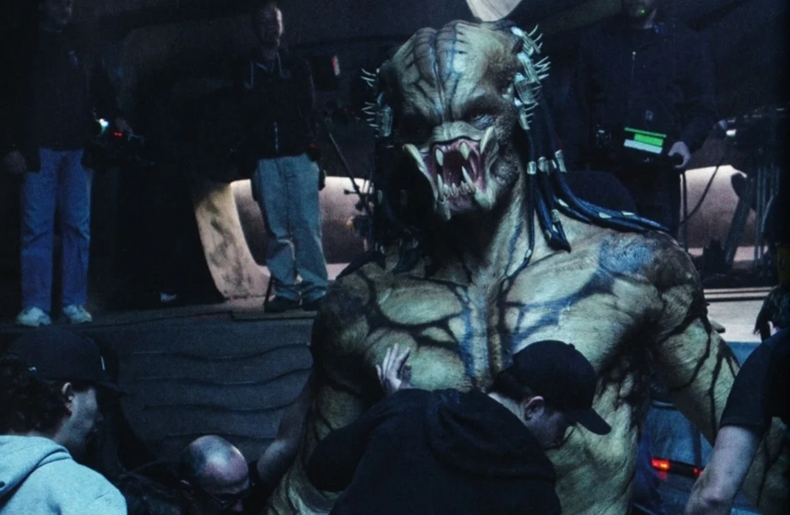 A behind the scenes shot of the statue of the Upgrade Predator