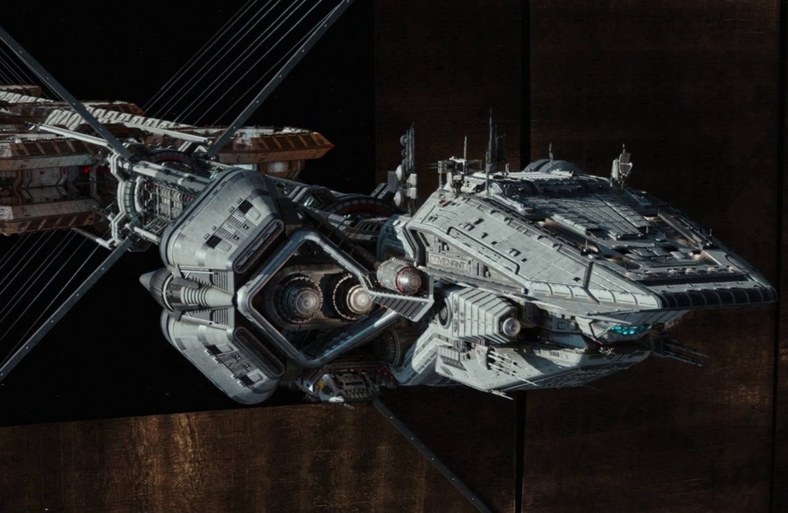 The underside of the USCSS Prometheus visible while landing on LV-223